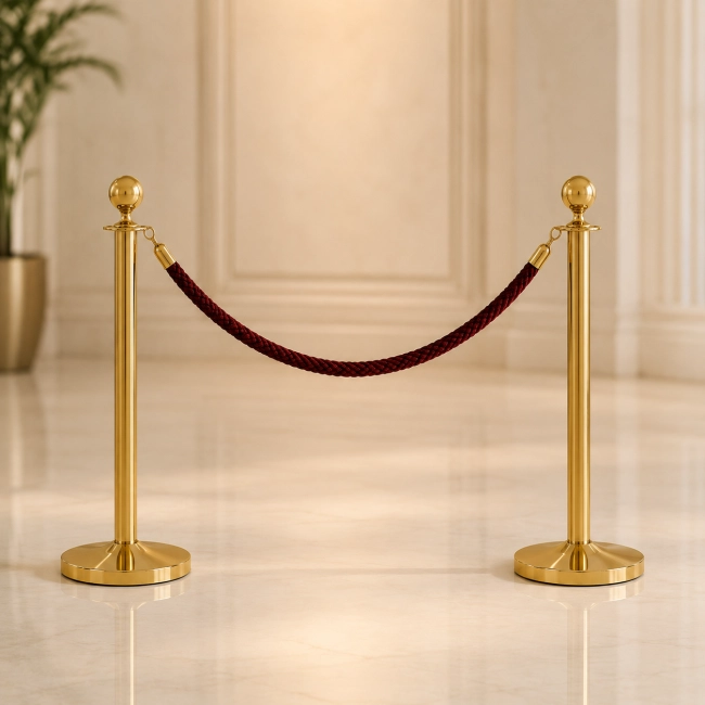 Słupek odgradzający złoty – elegancki słupek VIP